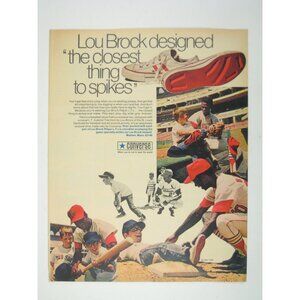 Lou Brock 1970 Converse Ad Baseball Sneakers LTS Closest Thing To Spikes